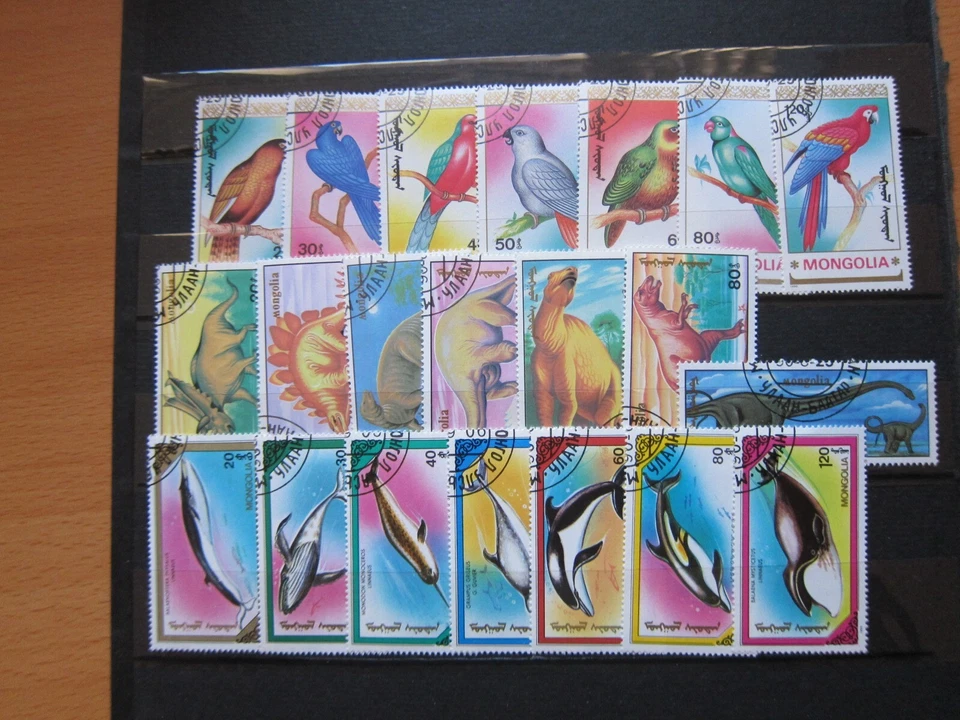 Mongolia, Parrots, Dinosaurus, Marine Fauna full sets, CTO - Image 1 of 1