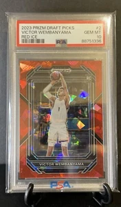 2023 Panini Prizm Draft Victor Wembanyama Red Cracked Ice RC #2 PSA 10 Gem Mint - Picture 1 of 2