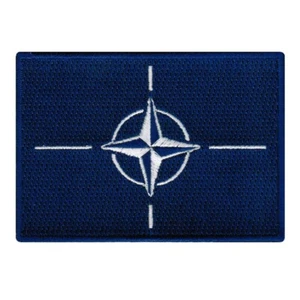 PARCHE DE HIERRO BORDADO BANDERA DE LA OTAN EMBLEMA MILITAR DEL TRATADO ATLÁNTICO NORTE logotipo - Imagen 1 de 4