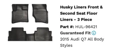 Forros de piso Husky para asiento delantero y segundo - 3 piezas Foto 1 de 4