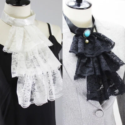 Cuello de encaje victoriano vintage con volantes cuello falso cuello renacentista puños manga Foto 1 de 4