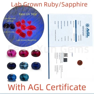 Lab Grown Oval Ruby Blue Sapphire Loose Gems With AGL Certificate For Necklace - Image 1 of 4