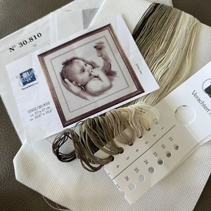 Mother and Baby Verachtert Cross Stitch KIT 35.810 Sepia Tones 10” X 10” - Picture 1 of 5
