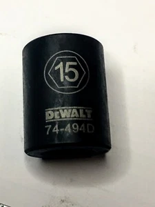 DeWalt 15 mm x 3/8" Dr Impact Socket 6pt 74-494D Free USA Shipping - Picture 1 of 3