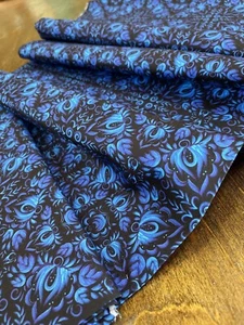 Blue Gzhel Folklore cotton . 58”wide. Floral unique cobalt blue pettals. BTY - Picture 1 of 8