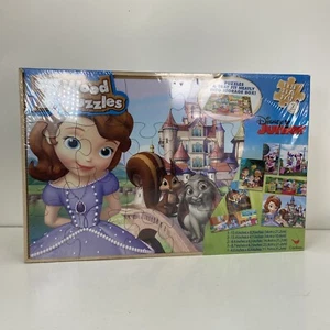 7 Wood Puzzles Disney Junior Puzzle & Tray Storage Wooden Box - Picture 1 of 7