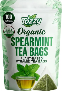 Organic Spearmint Tea Bags - 100 Count (Plant-Based Pyramid Tea Bags) - Picture 1 of 6