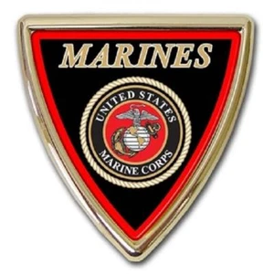 USMC Marine Corps Shield Colored Metal Auto Emblem (NEW) Military Car Decal - Picture 1 of 1