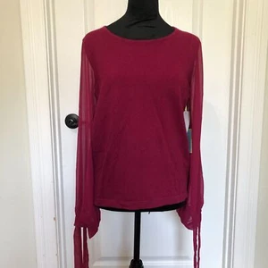 Cece Damen Bluse M Rot Rundhals Bindeband Langarm Oberteil Pullover Neu mit Etikett - Bild 1 von 9