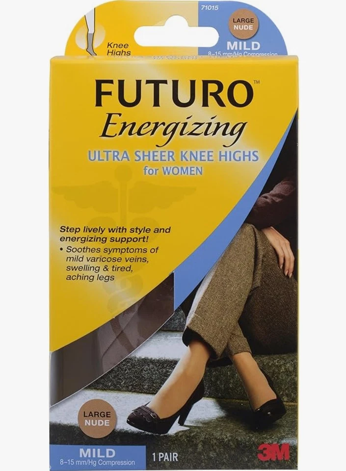 FUTURO Ultra Sheer Knee Highs for Women 71015nen Large Nude