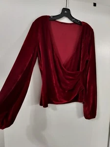 Rote Veloursbluse Gr. M - Bild 1 von 4