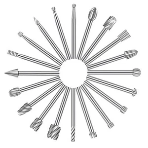 20Pcs HSS Rotary Burr Set Die Grinder Bit 1/8 in Shank Wood Carving Burrs Tool - Picture 1 of 7