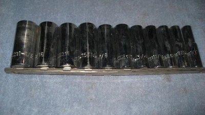 Proto J54104 1/2" dr 1/2" -1-1/8" deep 12 pt socket set used good shape - Image 1 of 4