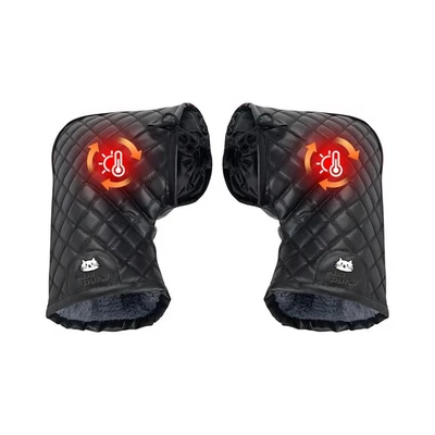 Motorcycle Handlebar Gloves Hand Fur Muffs PU Leather Winter Thermal Warm Mitts - Image 1 of 4