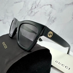 New GUCCI Sunglasses Square Black Gold Interlocking GG Logo GG1714S 001 Gucci - Picture 1 of 16