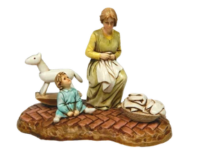 Hausszene Landi Moranduzzo Cm 10 Gruppe Mutter mit Kind Schäfer Krippe - Bild 1 von 2