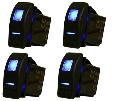 4Pcs 12V 20A Blue LED Light Rocker Switch Waterproof On-Off-On Marine DPDT 7 Pin - Imagem 1 de 4