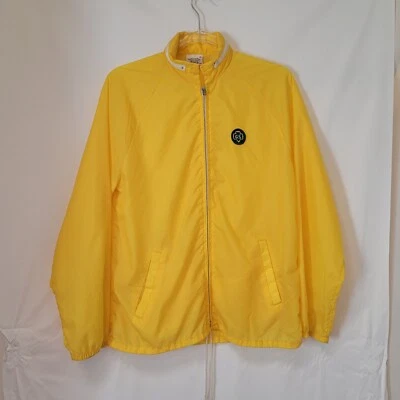 Parche cortavientos vintage Sears amarillo brillante cremallera nailon capucha talla M niña exploradora  Foto 1 de 4