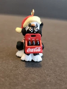 Vntg 1996 Dog Carrying Coca-Cola Mini Christmas Ornament 1.5" Used No Box READ - Picture 1 of 9