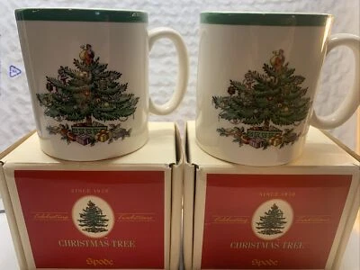 Set of Two Spode Christmas Tree Stacking Coffee/Tea Mugs Cups New in Box -bx6 - Image 1 of 4