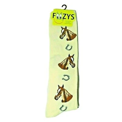 Foozy's Caballo Calcetines Hasta la Rodilla Herraduras Amarillo Pastel Talla 9-11 Novedad Regalo Foto 1 de 3