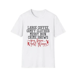 Women's Softstyle T-Shirt, Messy Bun Crime Shows, Casual Soft Tee, Light Cotton - Picture 1 of 37