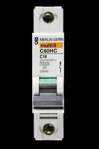 MERLIN GERIN 16 AMP CURVE C 10kA MCB CIRCUIT BREAKER C60HC 25645 MULTI9 - Picture 1 of 6