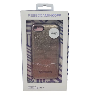 Rebecca Minkoff Slide Case For iPhone 8/7 Cracked Leather Anthracite Gold/Black  - Image 1 of 4