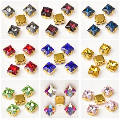 20pcs Square Glitter Crystal Beads Craft for Jewellery Making Shoes Decor DIY - Image 1 of 4