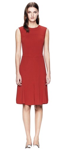Abito orlo scanalato rosso Tory Burch Deeann medio nuovo con etichette