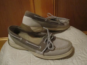 Womens SPERRY Top Sider Laguna Deck Boat Shoes 2 Eyed Moccasins CHARCOAL 8M - Picture 1 of 12