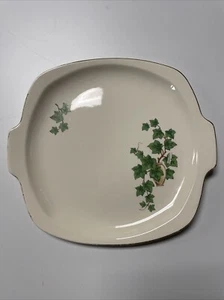 Vtg 1954 Paden City Pottery Ivy Pattern Square Serving Platter Gold Trim Handles - Picture 1 of 9