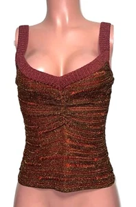 Herve Leger M Rusty Red Lurex shimmer Stretchy Straps Bandage top NWTS Glam - Picture 1 of 3