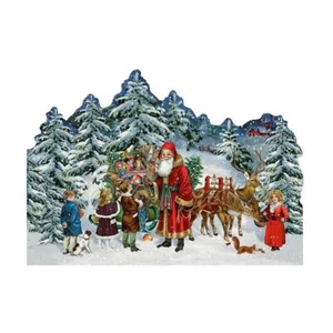 Santa Die-cut Advent Card Design by Barbara Behr 16.5 x 11.5cm Glitter - Picture 1 of 1