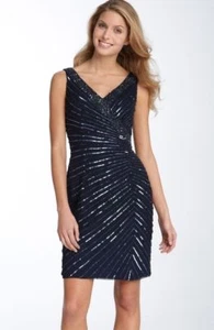 NEW $298 Sz.2 Sean Collection V-Neck Sequined Sheath Navy Mini Clubwear Dress - Picture 1 of 3