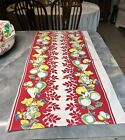 Vintage Table Runner White And Red With  Flowers Design 17” X 33.5” Inch Holiday