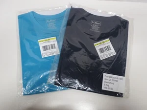 Dos NIP L.L. Camisetas Bean Damas Pequeñas Cuello Redondo "Inquebrantables" Aqua y Azul Marino - Imagen 1 de 6
