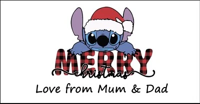 48 Personalised Stitch Merry Christmas Stickers Labels Party Bag Sweet Cones - Image 1 of 3