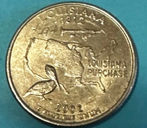 2002-P Louisiana Quarter ERROR, Reverse cud error AU Condition! - Picture 1 of 3