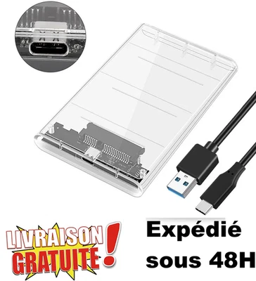 Boîtier Disque Dur Externe SATA 2.5" USB 3.0 Ultra Rapide Transparent - Image 1 of 4