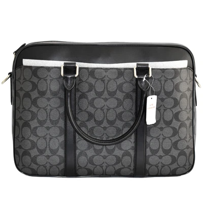 Bolso Coach Perry Para Hombre Calzoncillo Ajustado Firma Lona Cremallera Superior Cuero Carbón Nuevo con Etiquetas Foto 1 de 4