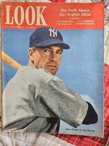 Look Magazine July 28, 1942 Gary Cooper as Lou Gehrig (LM004) - Picture 1 of 4