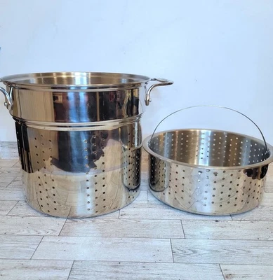 All-Clad 2pc Multi-Pot Stainless Steel Stock Strainer & Steamer Insert 12qt READ - Image 1 of 4