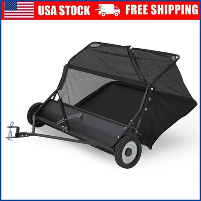 42" Tow Behind Lawn Sweeper Leaf Collector Grass Sweeper Large Hopper 21 Cu. Ft. - Image 1 of 4
