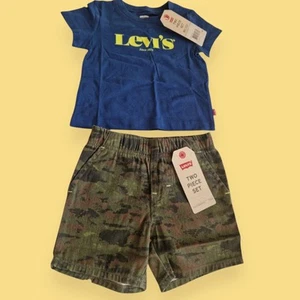 Levi's Baby-3 Mths- Boys T-Shirt & Shorts Set- Summer Outfit- Blue, Camo, BNWT - Picture 1 of 13