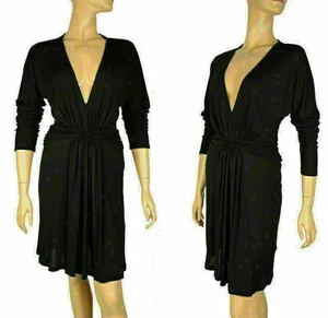STELLA MCCARTNEY DRESS BLACK JERSEY LBD LONG SLEEVES V-NECKLINE sz IT 38 US 2 - Picture 1 of 5