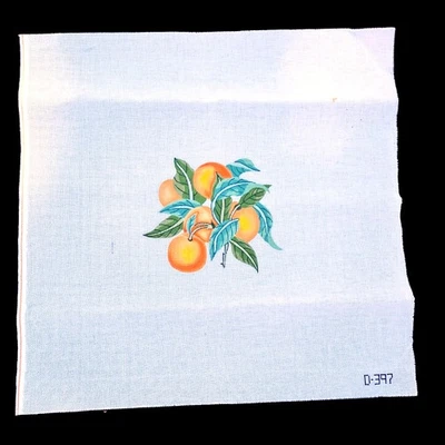 LARGE NEEDLEPOINT CANVAS:  CLEMENTINE ORANGE  SEAT, RUG    GG - Image 1 of 3