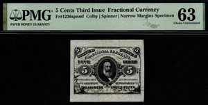 5c 3rd Issue NARROW MARGINS SPECIMEN SPENCER CLARK Fractional Currency! - Picture 1 of 2