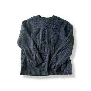 Cherokee Black Cable Knit Sweater Lamb’s Wool Men’s Plus Size XXL Indie - Picture 1 of 5