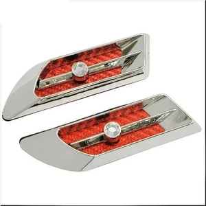 CAR FENDER AIR FLOW DECORATION VENT COVER RED CARBON CHROME CRYSTAL X 2 PIECES - Picture 1 of 2